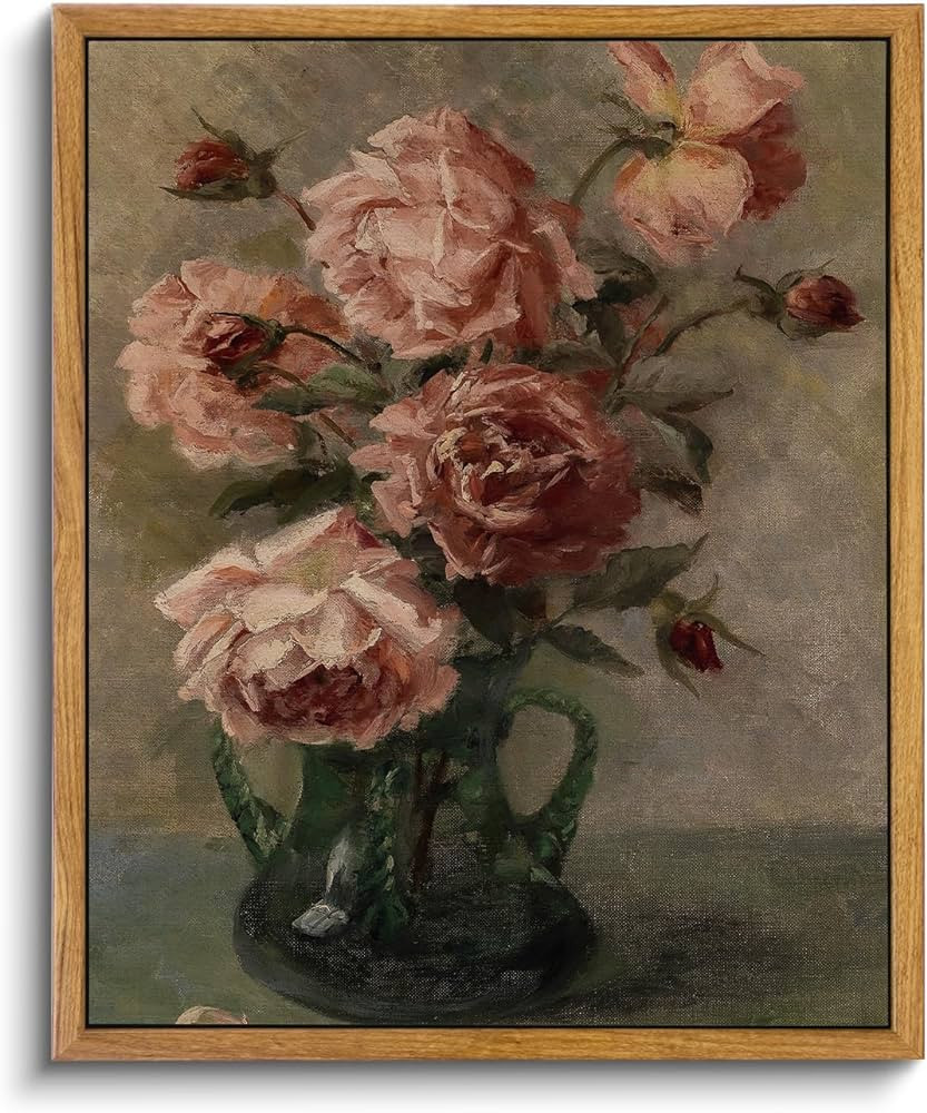 InSimSea Framed Wall Art for Living Room Flower Wall Art Home Decor Roses in Vase Vintage Paintin... | Amazon (US)