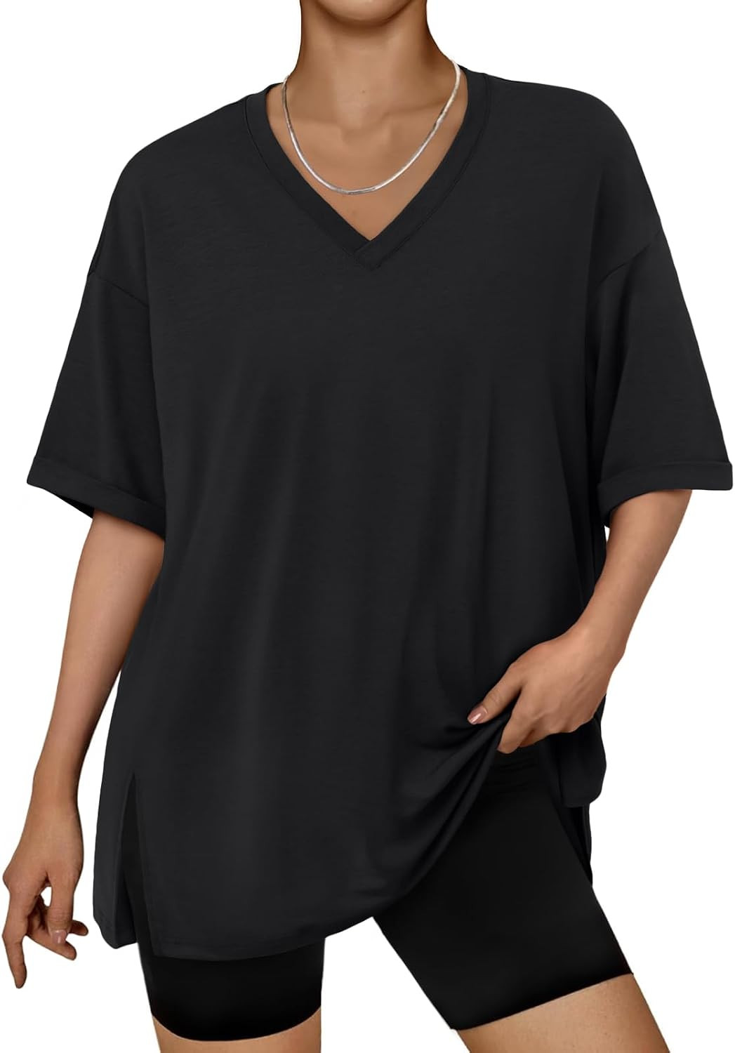 Trendy Queen Plus Size Oversized V Neck Tshirt Tops Workout Wear | Amazon (US)