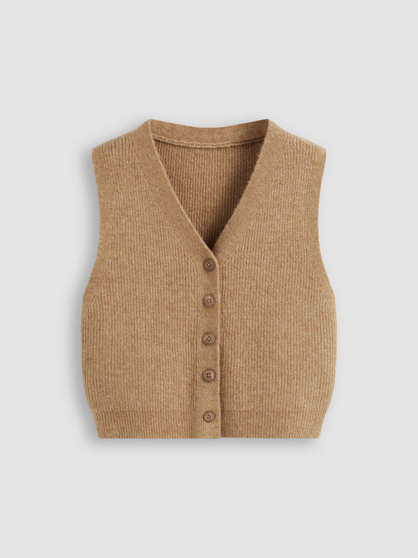 Knitted V-neck Solid Button Vest | Cider