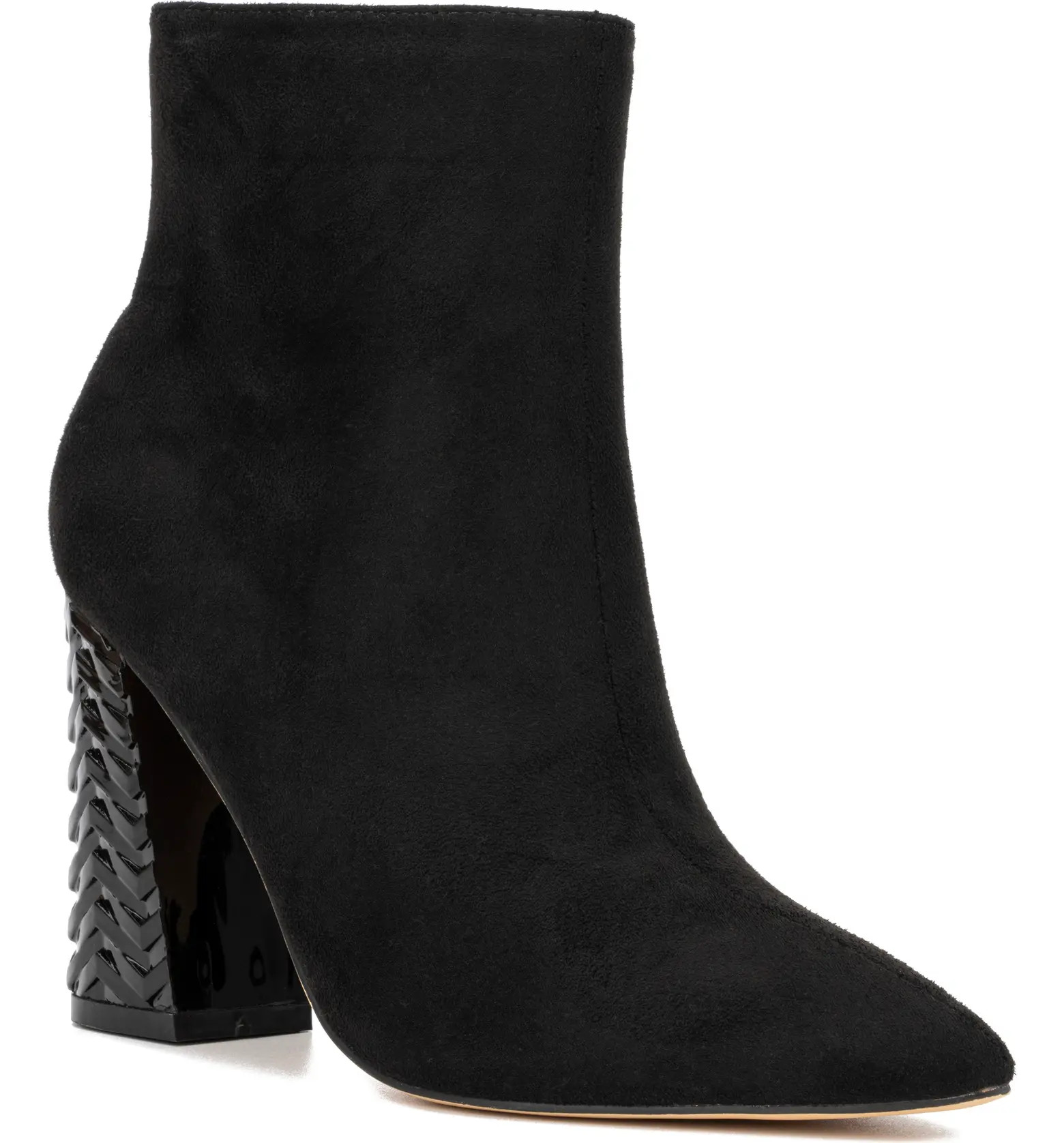 NEW YORK AND COMPANY Zhuri Faux Suede Zigzag Block Heel Bootie | Nordstromrack | Nordstrom Rack