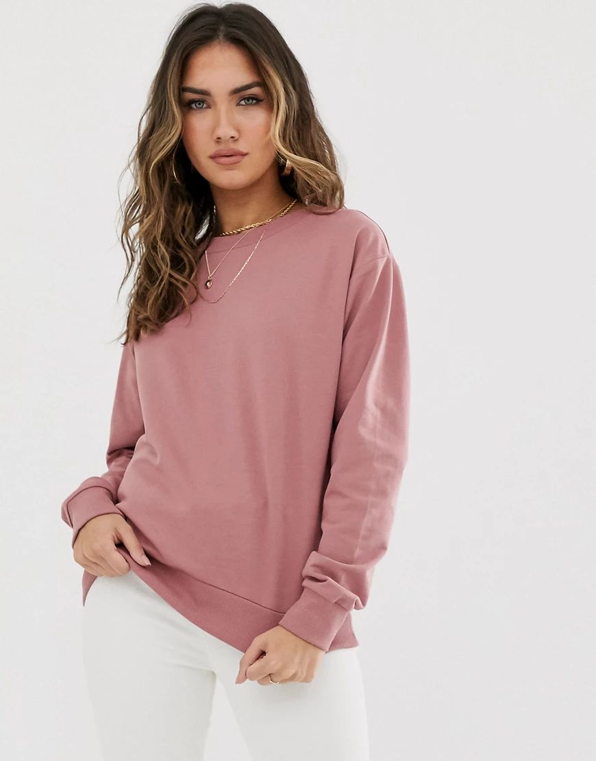 ASOS DESIGN - Sweater van organisch katoen in lichtbruin-Roze | ASOS (Global)