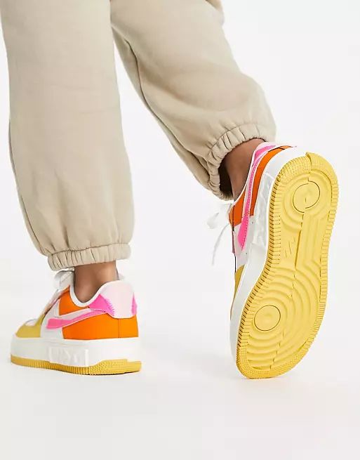 Nike Air Force 1 Fontanka sneakers in white and hyper pink solar mix | ASOS | ASOS (Global)