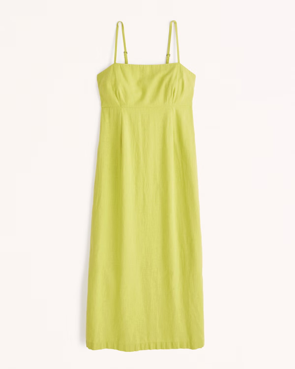 Linen-Blend Midi Dress | Abercrombie & Fitch (US)