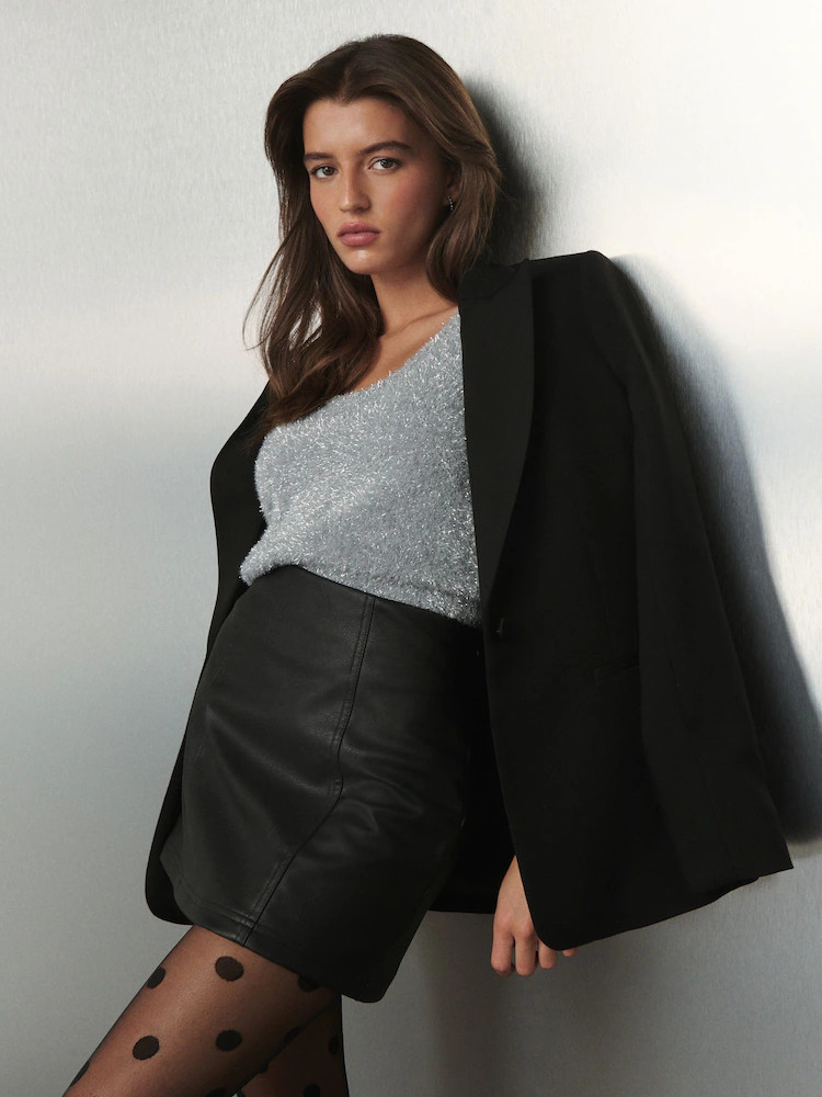 Black Faux Leather Mini Skirt | Next EU