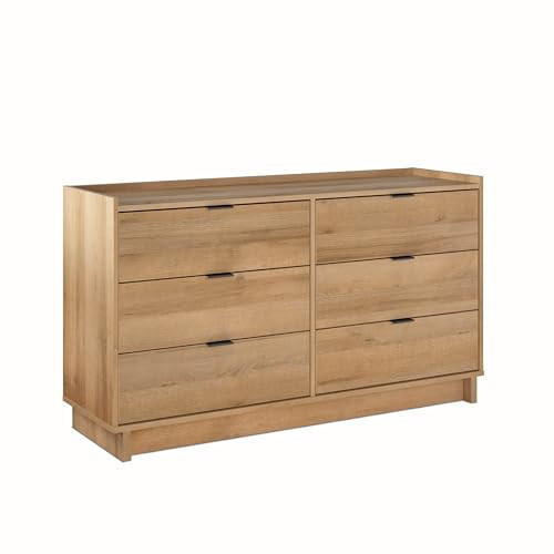 Prepac Simply Modern 6-Drawer Double Dresser for Bedroom, Chest of Drawers, Modern Bedroom Furniture, 52.5” Wide x 16” deep x 29.5” Tall, Oak | Amazon (US)