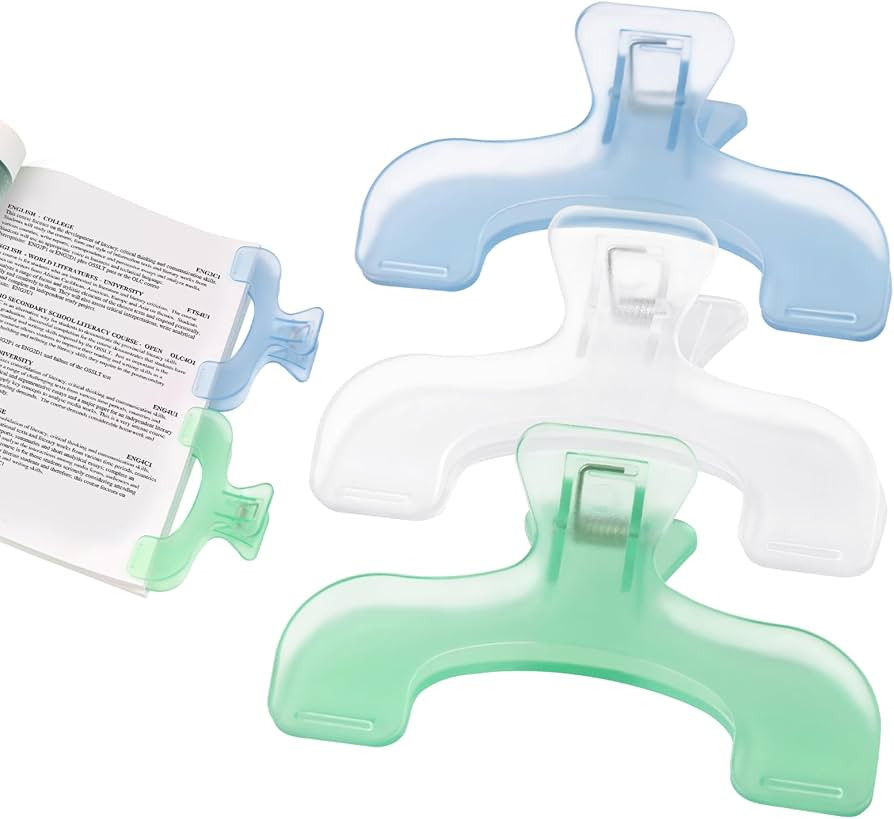 3 Pcs Book Page Holder, 4.72" Widened Transparent Page Holder for Books, Notebooks - Non-Slip Han... | Amazon (US)