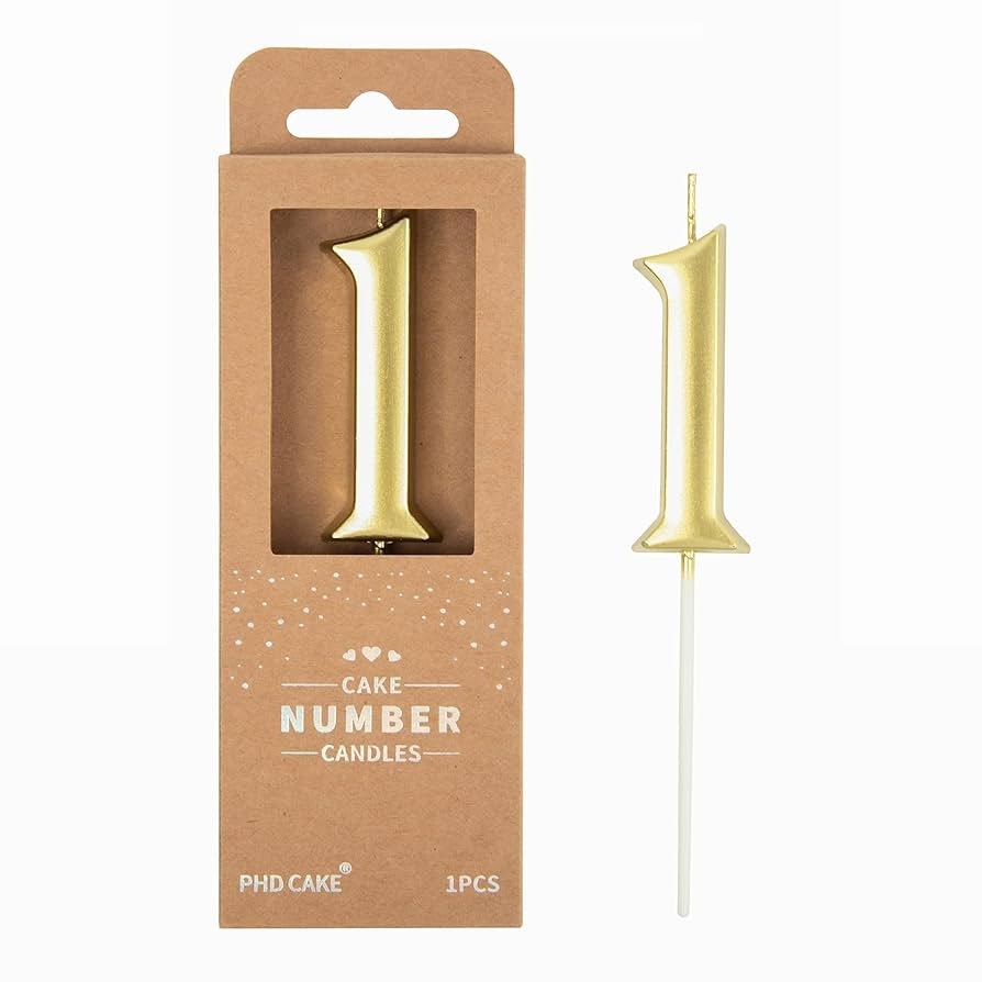 PHD CAKE 2.76 Inch Elegant Gold 1 Number Birthday Candles, Gold Number Candles, Cake Number Candl... | Amazon (US)