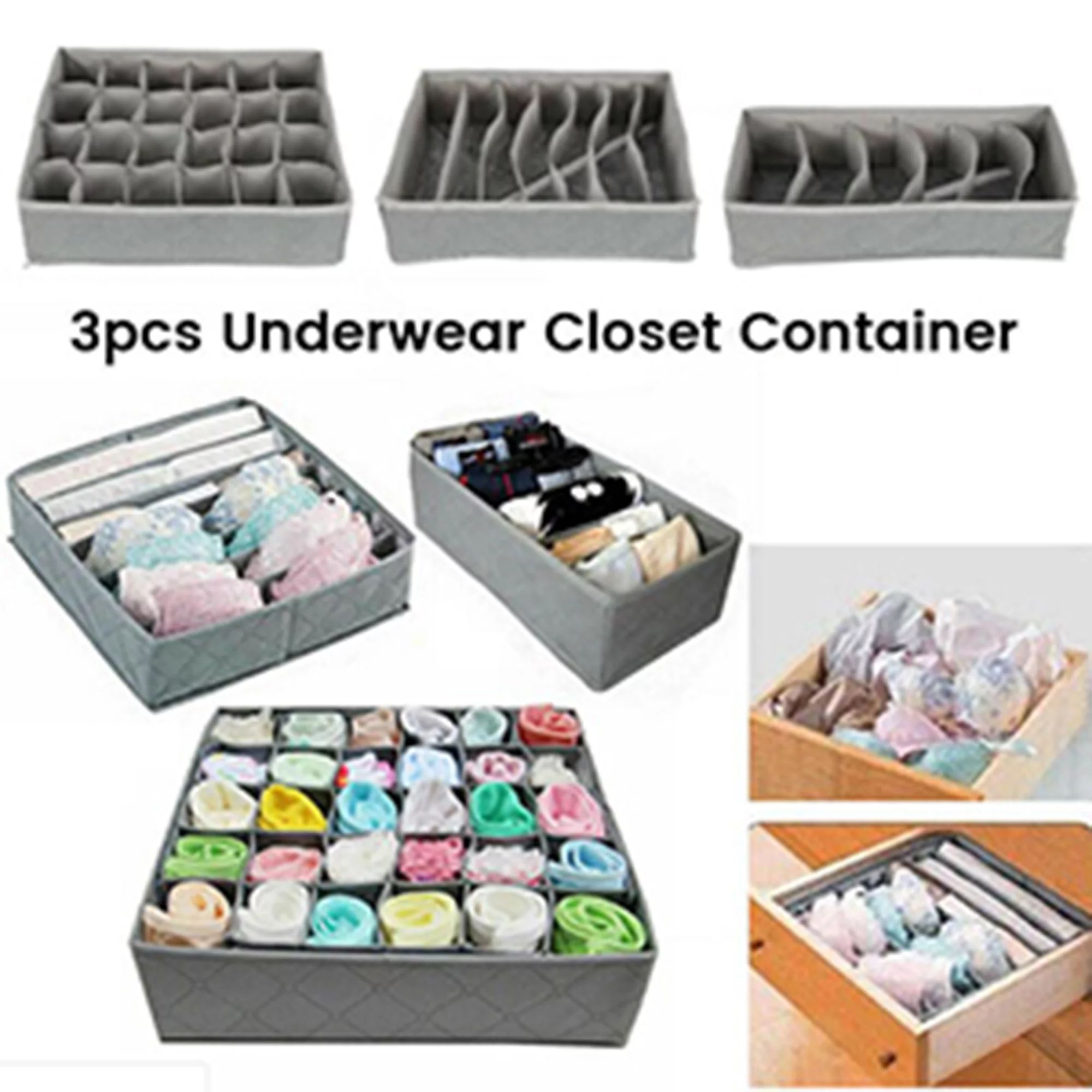 Set of 3 Dresser Drawer Organizer Divider, Ties Storage,Foldable Underwear Clothes Storage bins O... | Walmart (US)