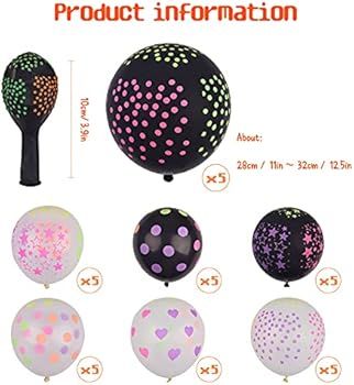 35Pieces Neon Balloons Blacklight Party Balloons Set, 12” Latex Balloon Black Lights for Glow P... | Amazon (CA)