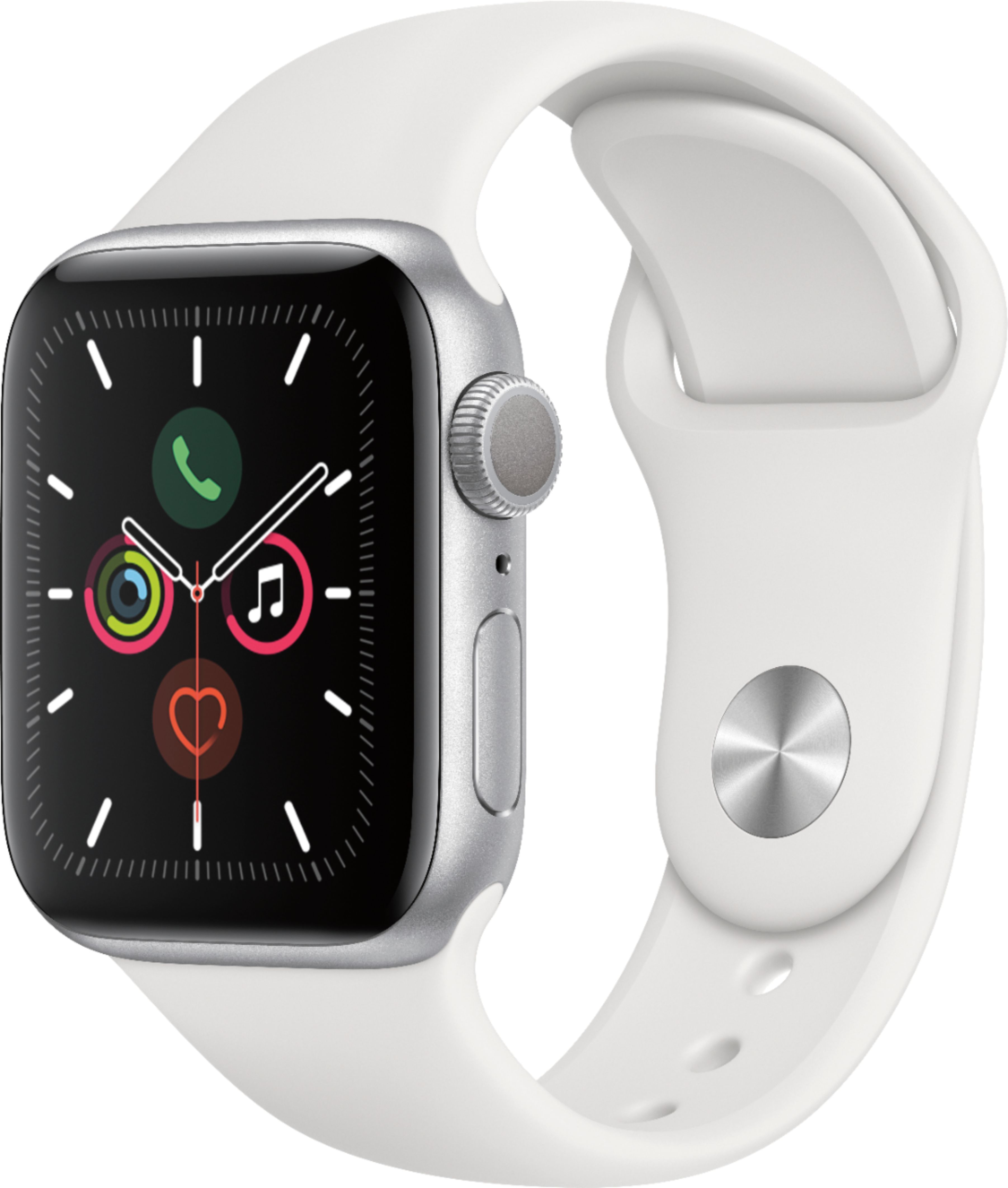 Apple Watch Series 5 (GPS) 40mm Silver Aluminum Case with White Sport Band Silver Aluminum MWV62L... | Best Buy U.S.