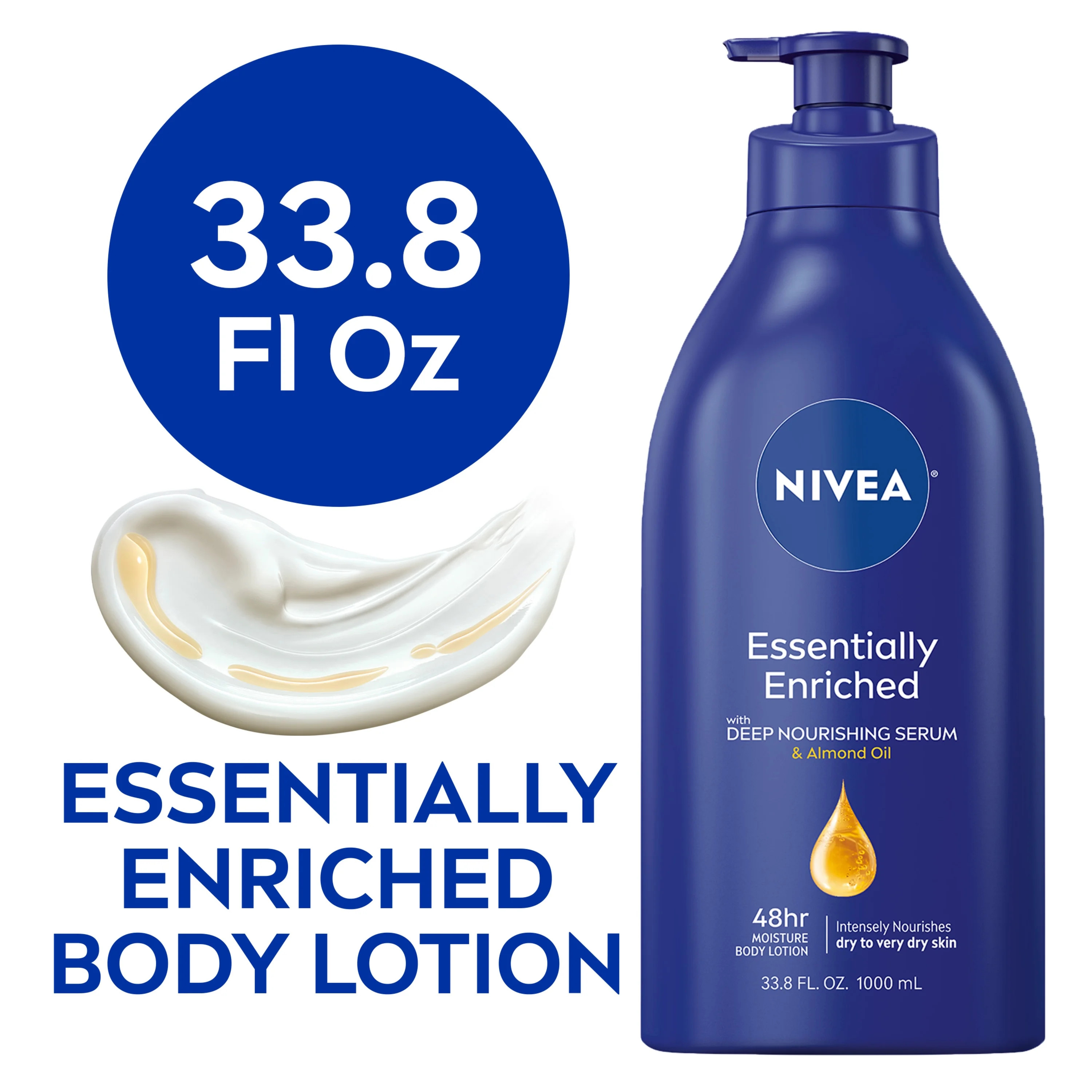 NIVEA Essentially Enriched Body Lotion for Dry Skin, 33.8 Fl Oz Pump Bottle | Walmart (US)
