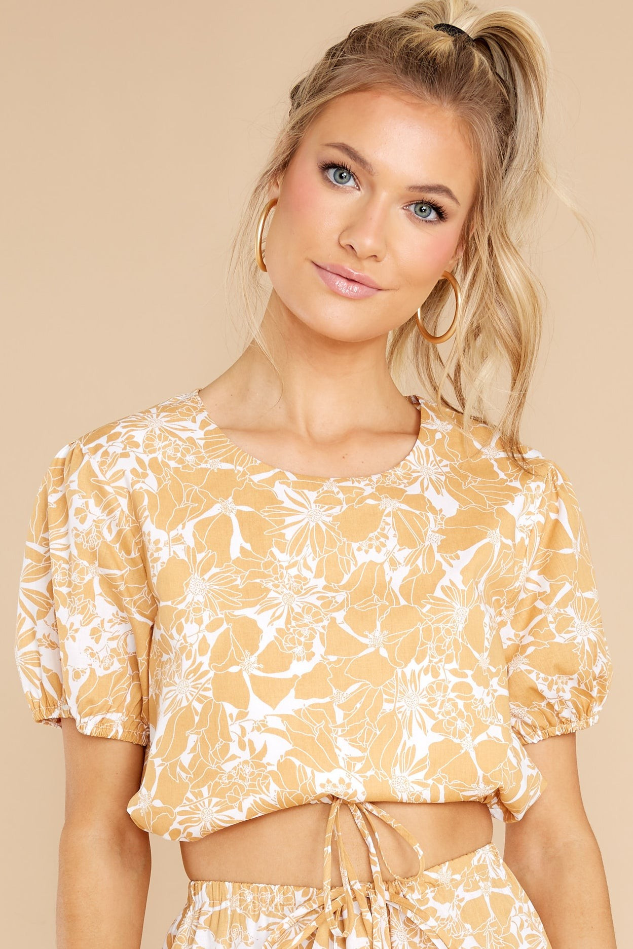 Just Can't Refuse White And Yellow Floral Print Top | Red Dress 