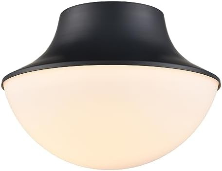 Modern Matte Black Semi Flush Mount Ceiling Light Fixture Industrial Metal Round Bowl Shape Milk ... | Amazon (US)