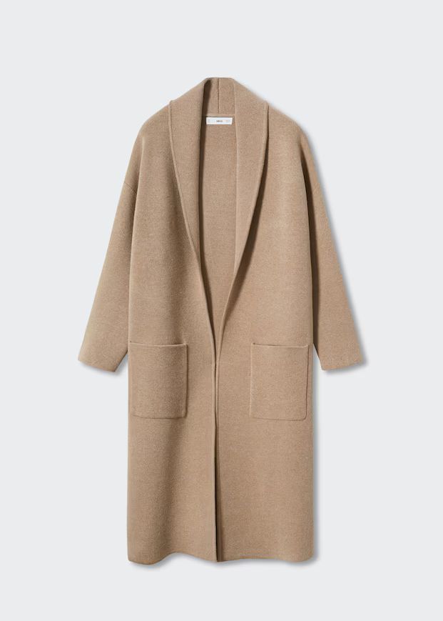 Oversized knitted coat with pockets -  Women | Mango USA | MANGO (US)