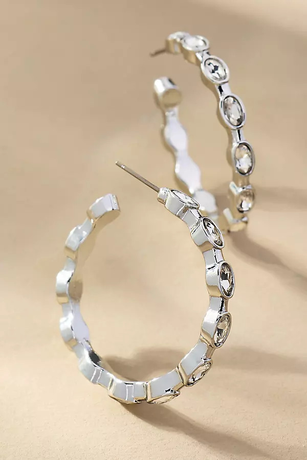 Wavy Crystal Hoop Earrings | Anthropologie (US)