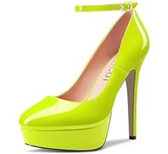 Aachcol Women Platform Pumps Close Round Toe Ankle Strap Slip-on Stiletto High Heel Dress Shoes P... | Amazon (US)