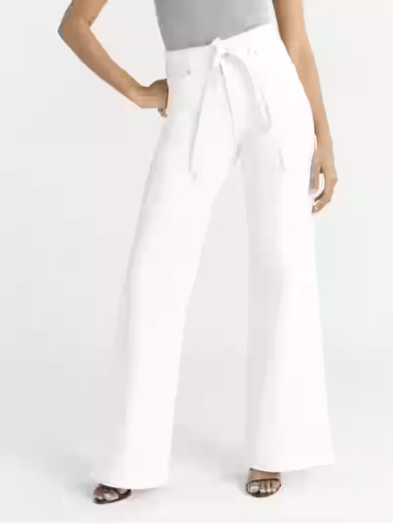 Sofia by Sofia Vergara Women's and Women's Plus Margot Wide Leg High Rise Cargo Jeans with Belt, ... | Walmart (US)