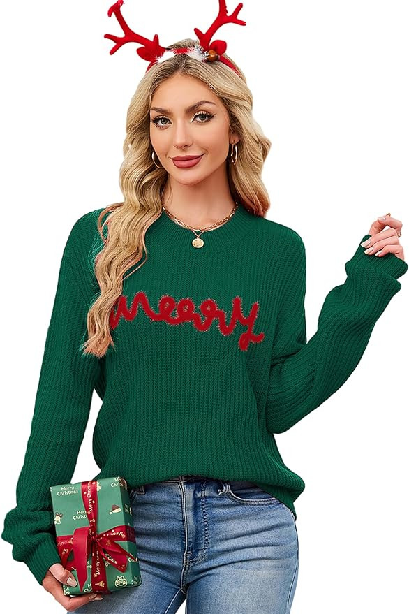SunnyMelody Womens Christmas Funny Ugly Sweater Winter 2025 Vacation Outfits Oversized Crew Neck ... | Amazon (US)