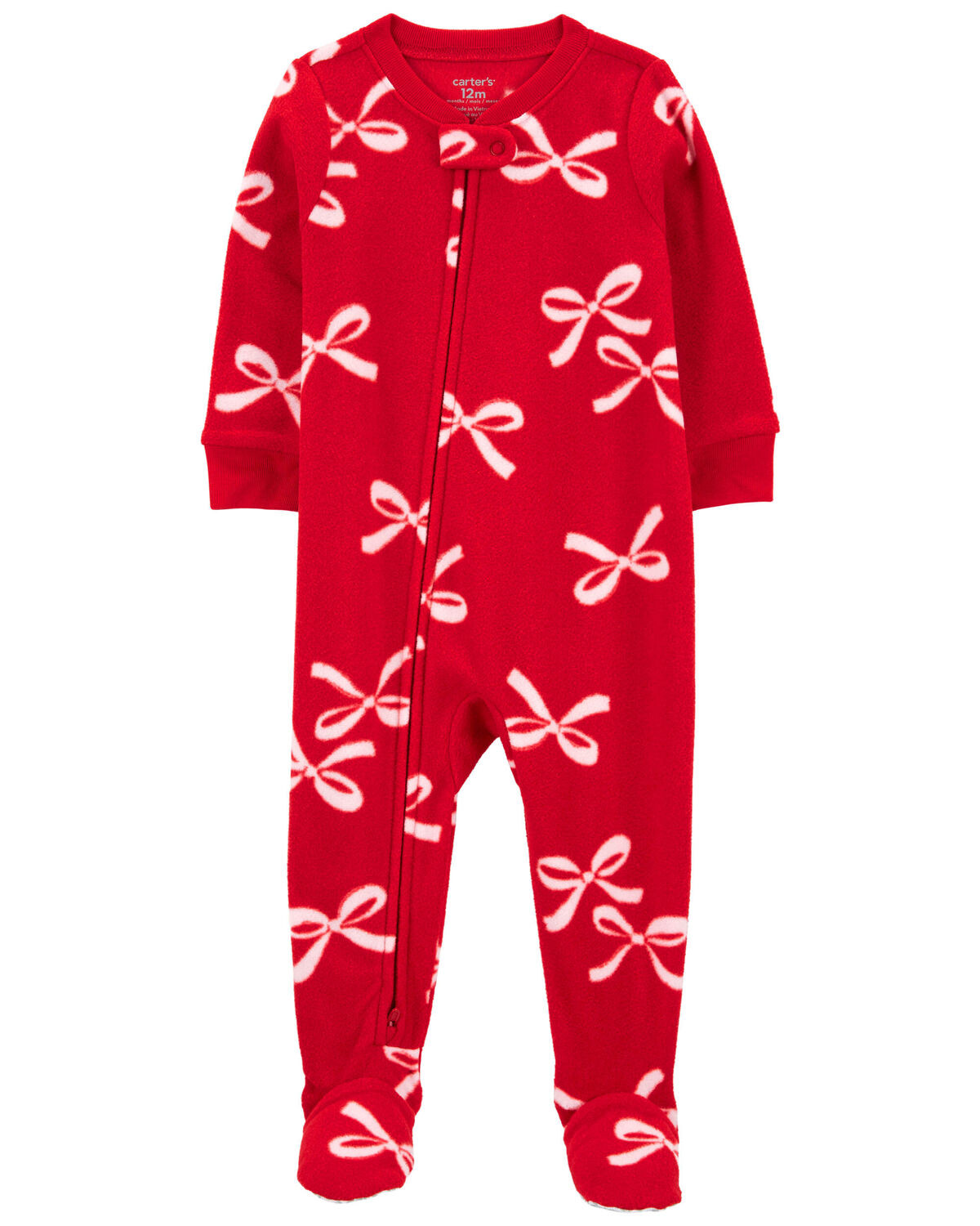 Baby 1-Piece Christmas Bow Fleece Footie Pajamas - Carter's | Carter's | Carter's Inc