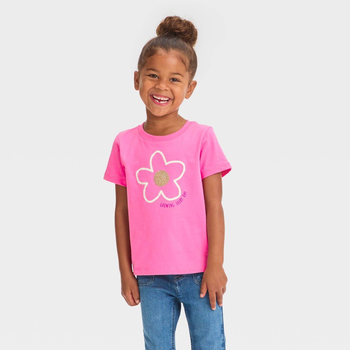 Toddler 'Flower Growing Everyday' Short Sleeve T-Shirt - Cat & Jack™ Pink | Target
