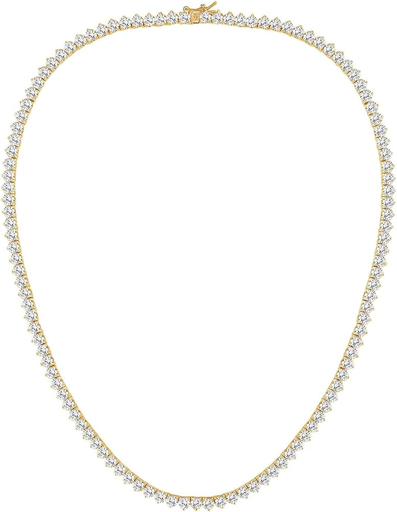 GMESME 18K White Gold Plated Cubic Zirconia Classic Tennis Necklace (14-24inch) | Amazon (US)