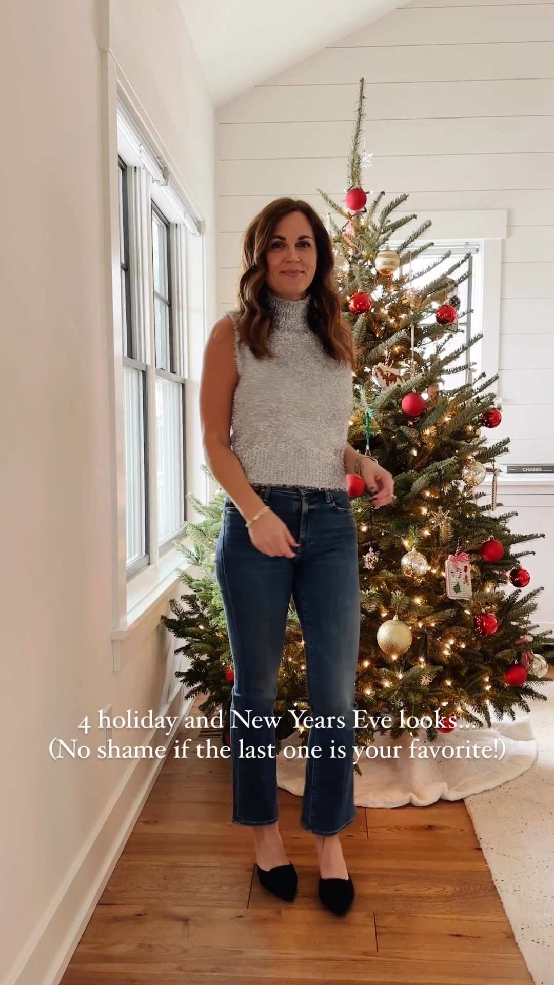 Silver top, true to size small
Jeans I’m in my smaller size, 25
Red coat, size XS
Black pants, size small
Leopard cardigan size small
Sequin dress, size small
Blazer size XS 
Red sweater size XS
Pajama pants size XS


#LTKOver40 #LTKWatchNow #LTKHoliday