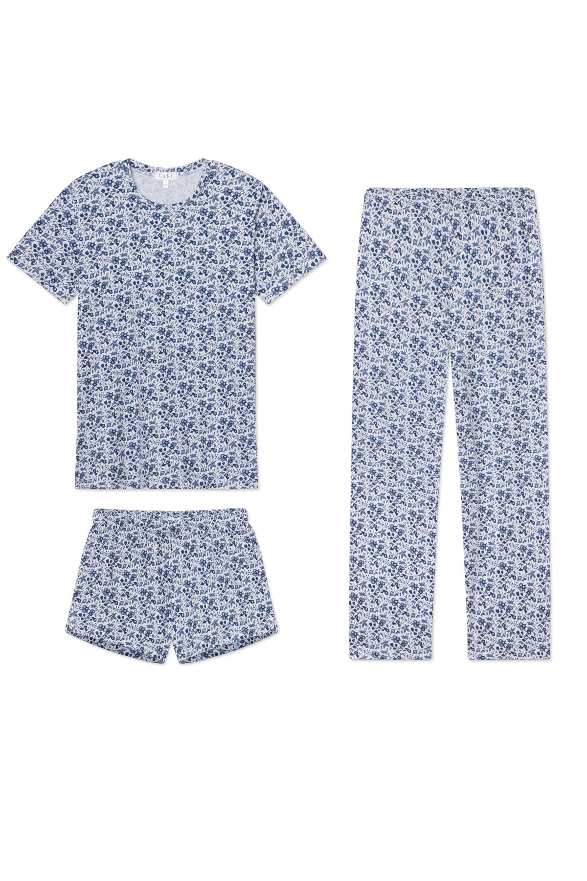Pima Crew Bundle in Sea Depth Garden Floral | Lake Pajamas