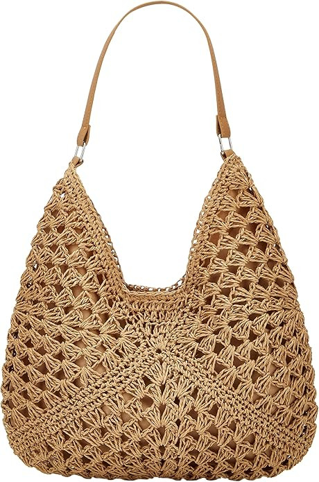 Straw Hobo Bags for Women Vintage Shoulder Bag Everything Tote Bag Designer Beach Bag Holiday Wor... | Amazon (US)