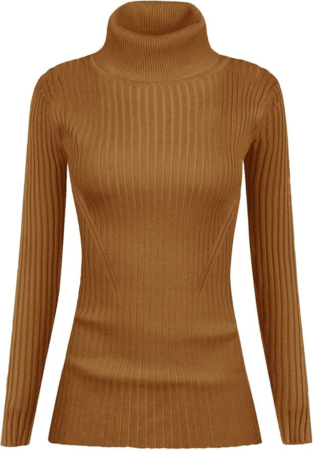 v28 Turtleneck Ribbed Sweaters for Women Cute Sexy Knitted Warm Fitted Sweater | Amazon (US)