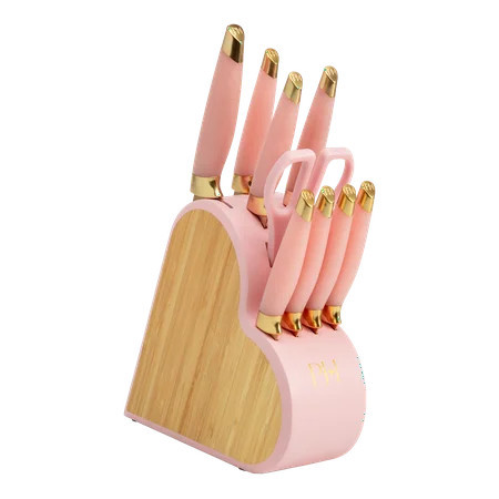 Paris Hilton 10-Piece Stainless Steel Kitchen Knife Set with Heart-Shaped Block, Pink | Walmart (US)