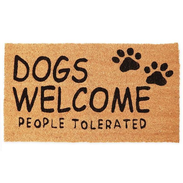 Coco Welcome Door Mat for Outside, Indoor Outdoor Coir Doormat, Dogs Welcome People Tolerated, 17... | Target