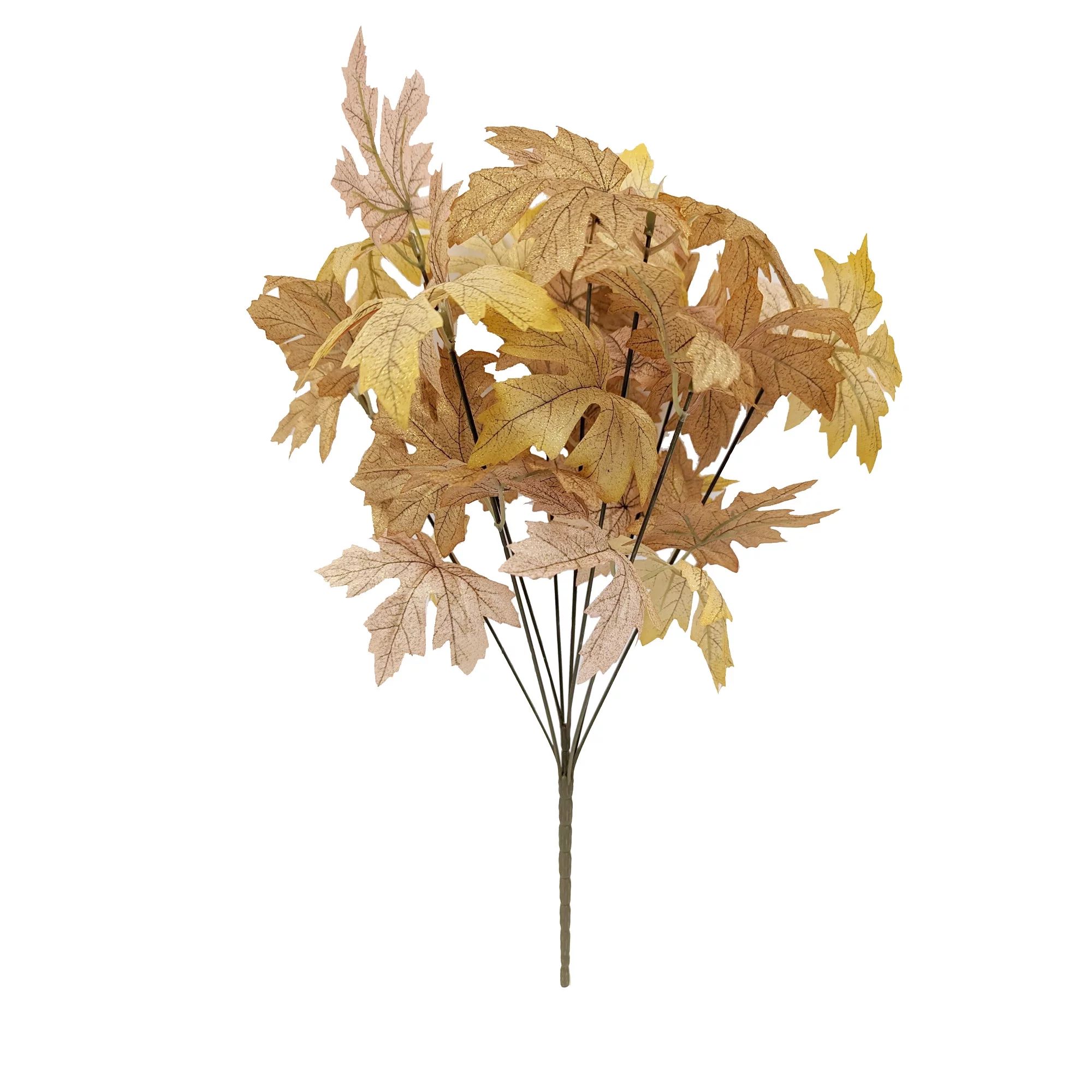 Mainstays 18" Yellow & Tan Maple Leaves Artificial Flower Bush - Walmart.com | Walmart (US)
