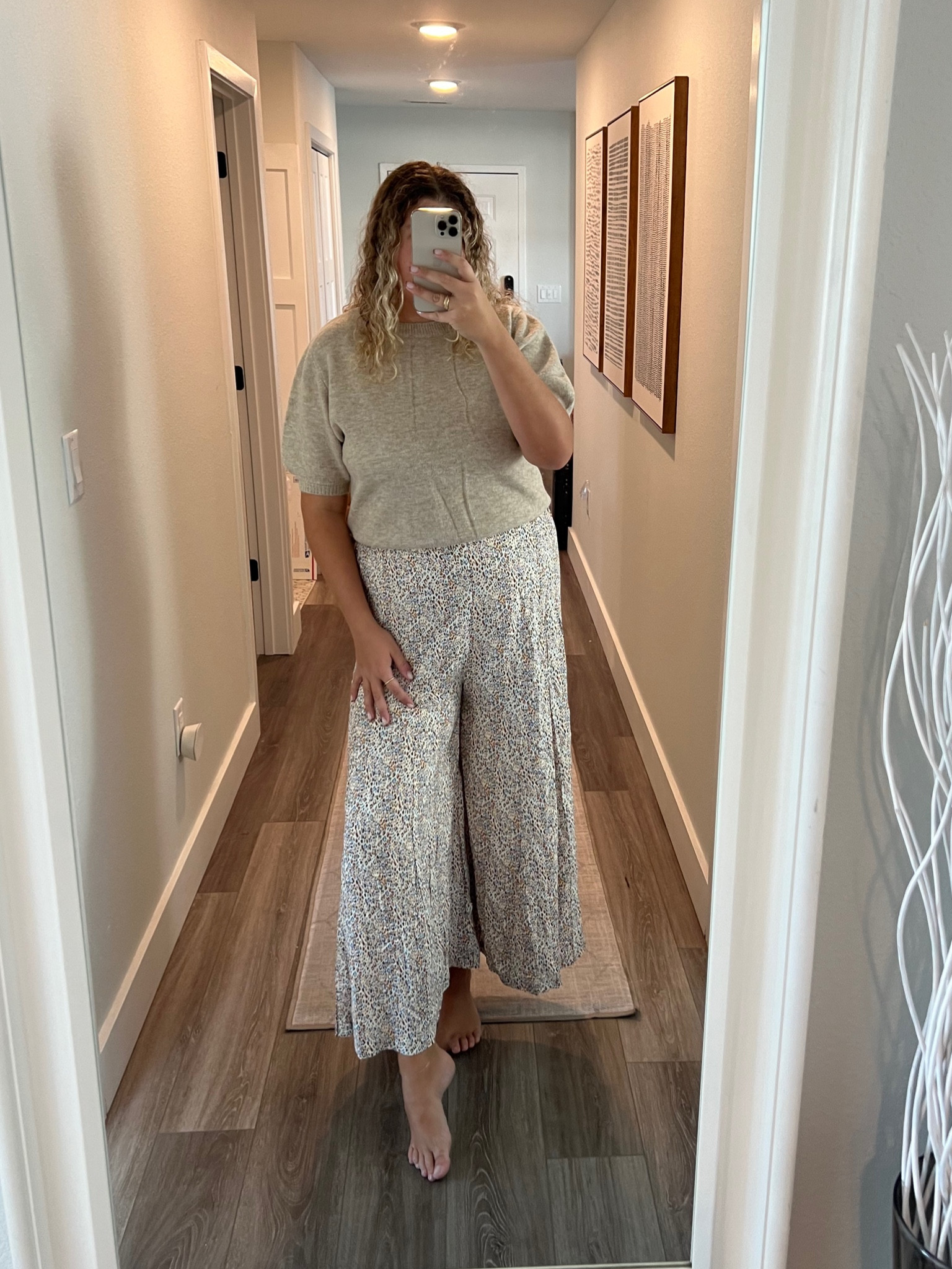 Casual winter outfit, knit sweater shirt, flowy pants, Petal + Pup outfit, midsize outfit, business casual for the office

#LTKworkwear #LTKfindsunder100 #LTKmidsize