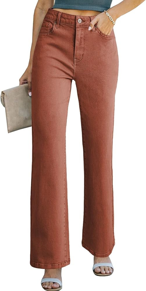 Sidefeel High Waisted Wide Leg Jeans Straight Zimbaplatinum Denim Pants | Amazon (US)