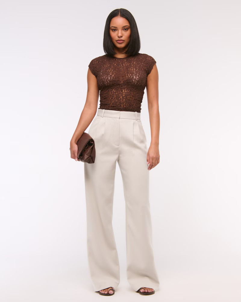 Women's Curve Love A&F Sloane Tailored Wide Leg Pant | Women's Bottoms | Abercrombie.com | Abercrombie & Fitch (US)