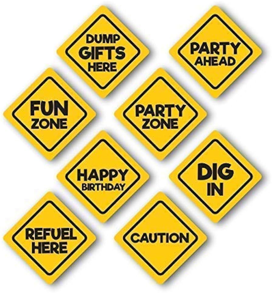 Construction Birthday Party Supplies by Jayd Products, Construction Sign Cutouts, 8 Pack, Medium ... | Amazon (US)