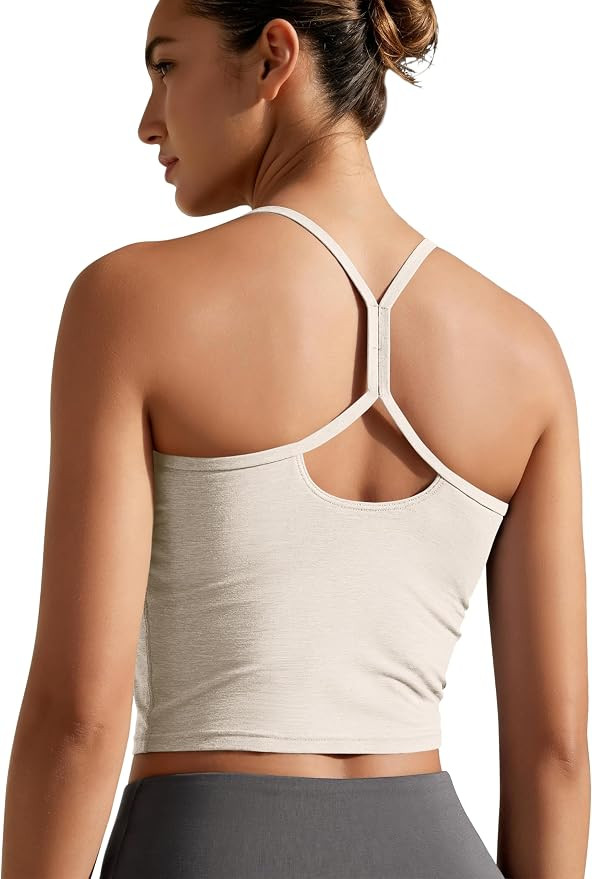 ODODOS Women's Slim Racerback Cropped Tank - odSTRATUM Tech Sports Bra, Ultra Soft UPF 50+ Cami T... | Amazon (US)