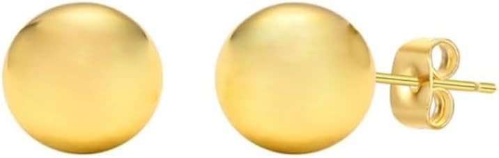14K Gold Ball Stud Earrings - Choose from Yellow, Rose, or White Gold - Multiple Options Availabl... | Amazon (US)