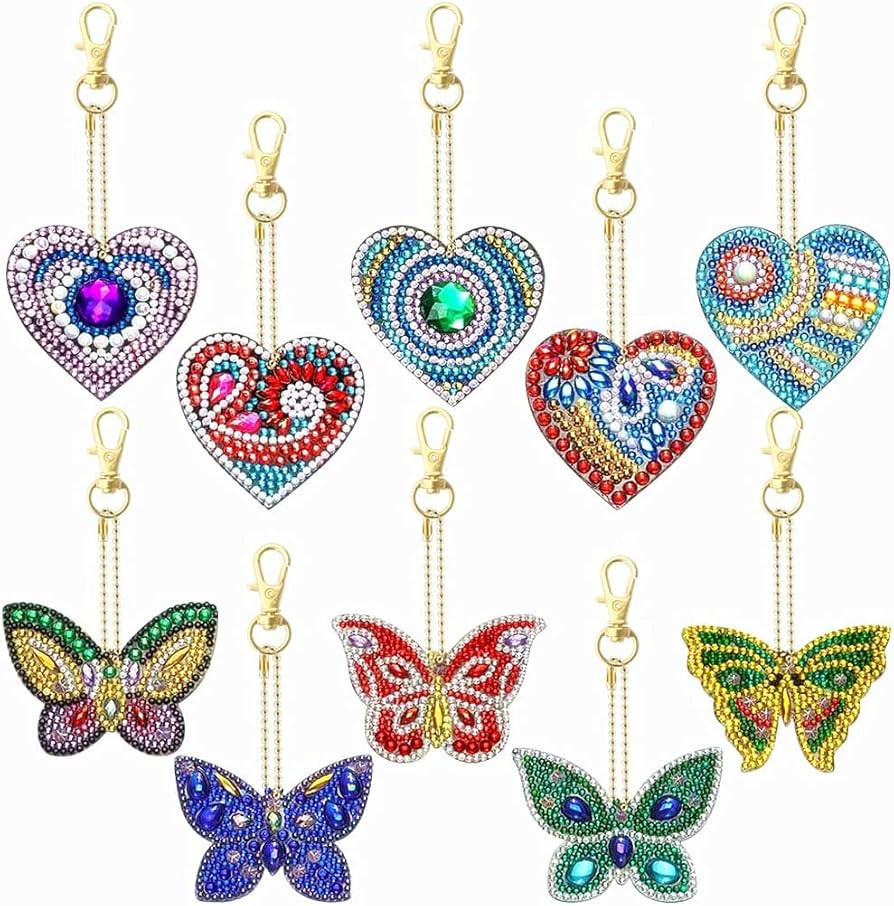 10Pack Diamond Painting Keychain DIY Diamond Painting Kits for Kids and Adult Beginners -Love Hea... | Amazon (US)