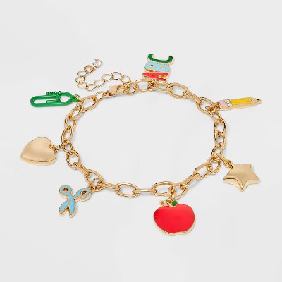 Teacher Apple Pencil Scissor Charm Bracelet - Multicolor | Target