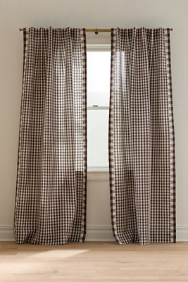 Cotton Linen Gingham Curtain | Anthropologie (US)