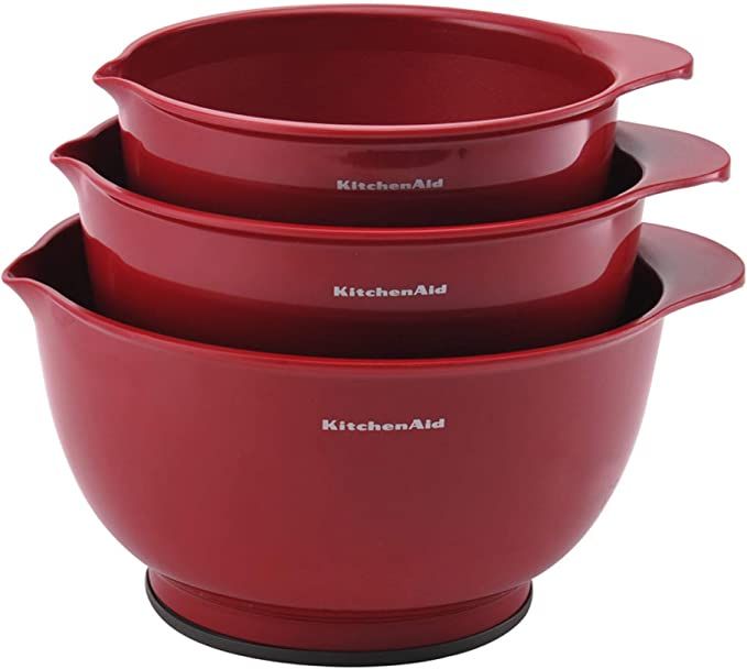 KitchenAid Classic Mixing Bowls, Set of 3, Empire Red | Amazon (US)