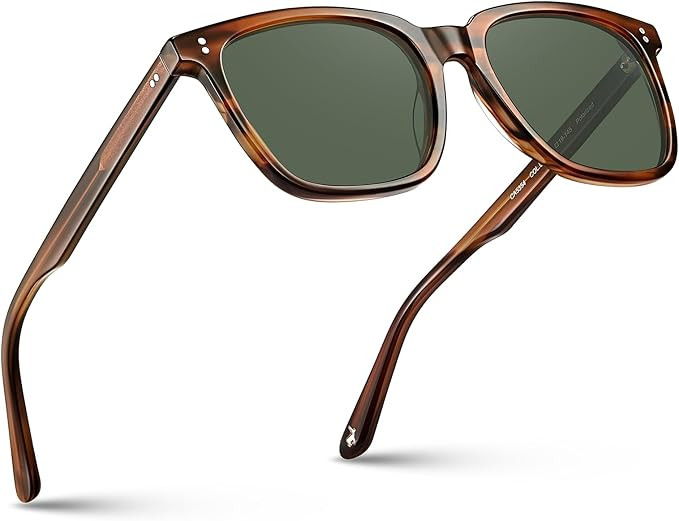 CARFIA Acetate Polarized Sunglasses for Men UV400 Protection Classic Retro Square Shades Driving ... | Amazon (US)