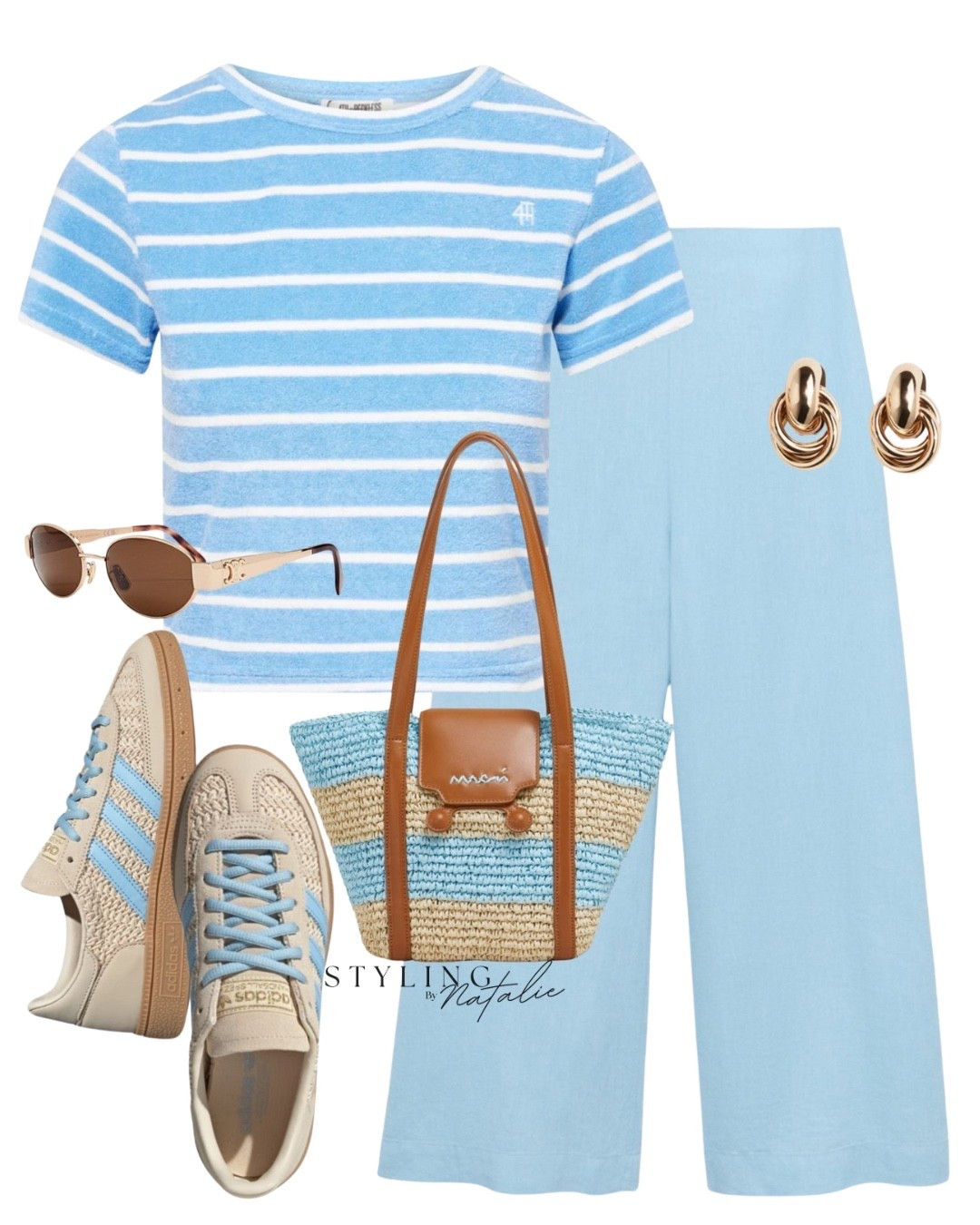 Blue 🩵🦋
Towelling stripe top, blue linen cropped pants, Adidas Spezial trainers, Marni straw bag,Celine sunglasses and gold earrings. 
Summer outfit

#LTKsummer #LTKuk #LTKstyletip