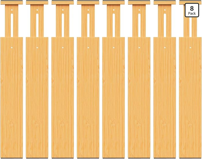 Bamboo Drawer Dividers, Adjustable Expandable Drawer Organization Separators - 17-22" for Bedroom... | Amazon (US)