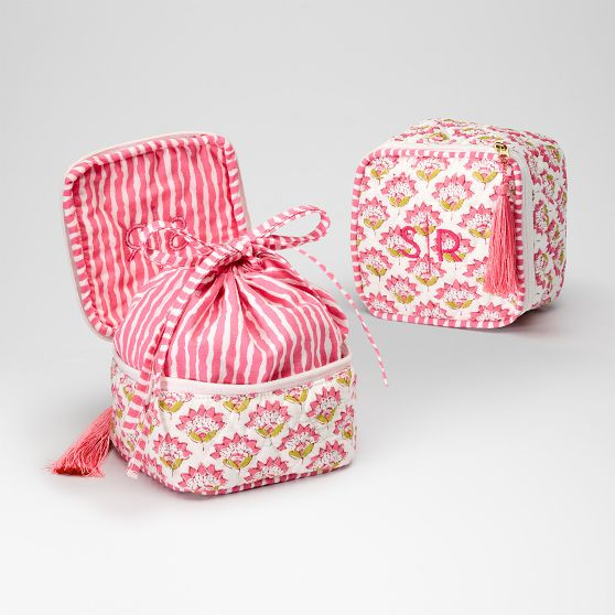 Block Print Quilted Travel Jewelry Storage | Mark and Graham