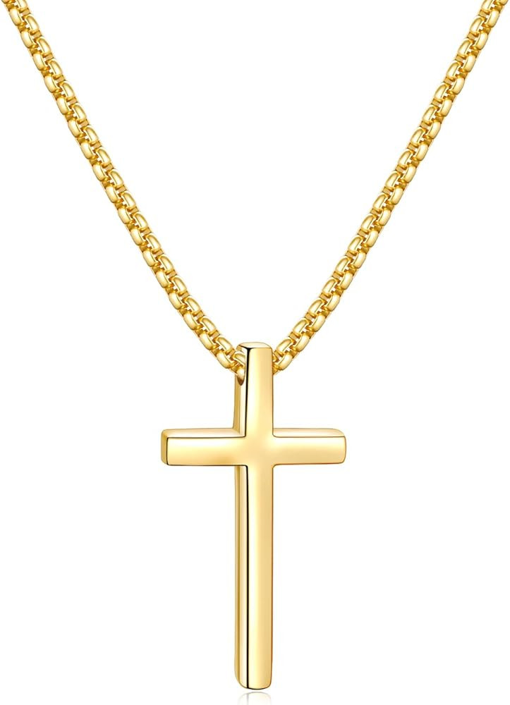 Fiusem Valentines Gifts for Him - Cross Necklace for Men, Silver/Gold/Black Mens Cross Necklaces ... | Amazon (US)