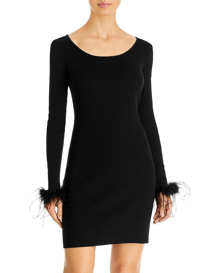Feather Trim Ribbed Knit Dress - 100% Exclusive | Bloomingdale's (US)