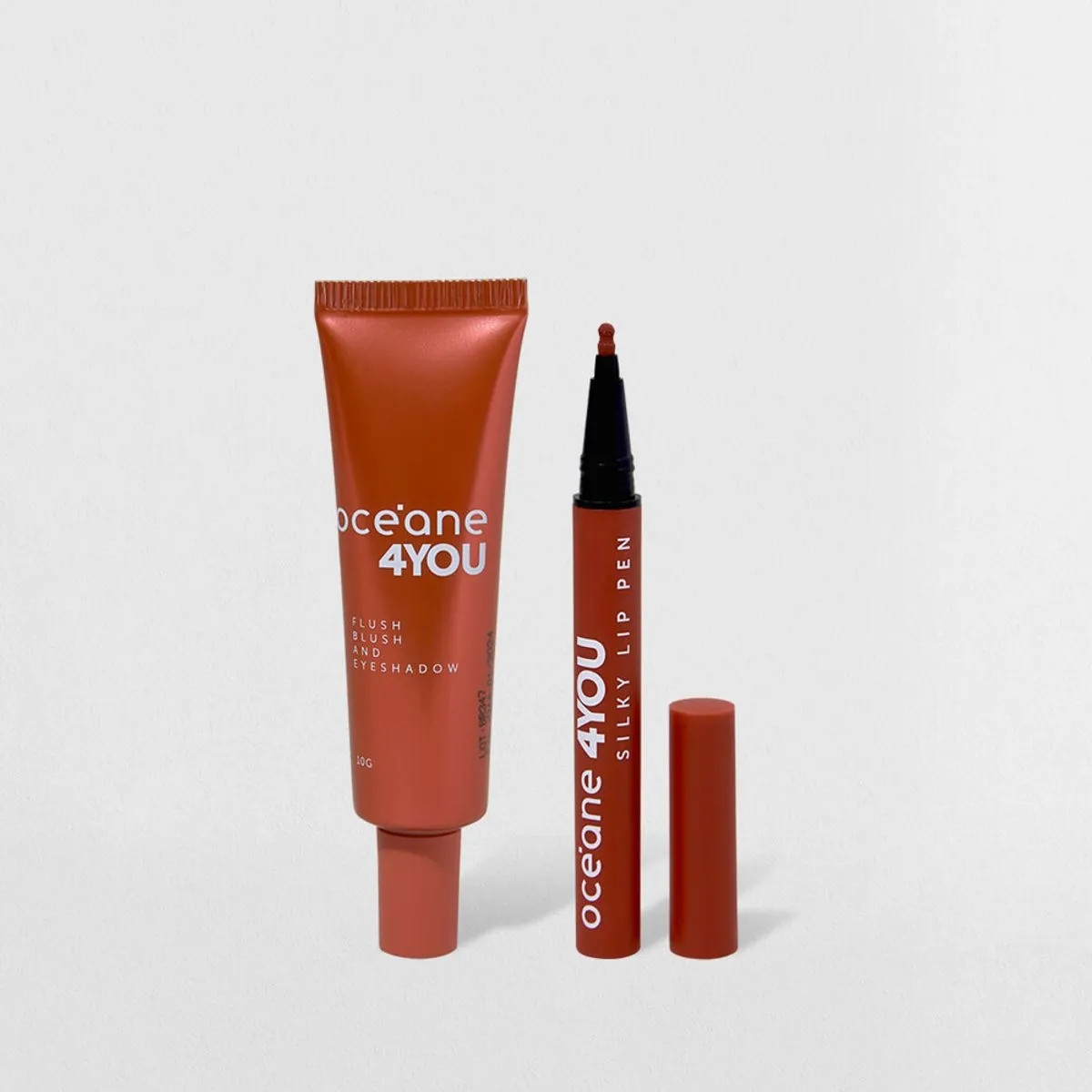 Kit Blush Líquido Laranja + Caneta Batom Nude 4you (2 Produtos) | Oceane (BR)