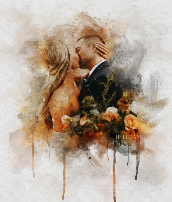 Painting From Photo, Wedding illustration, Custom wedding portrait From Photo, Custom Couple Port... | Etsy (US)